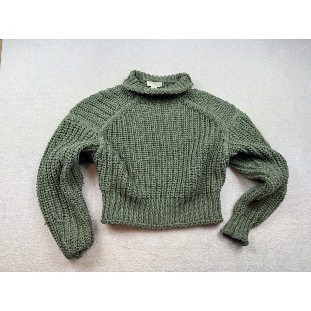 H&M Women XS Thick Chunky‎ Knit Crop Mock Neck Sweater Soft Cozy Fishermen
